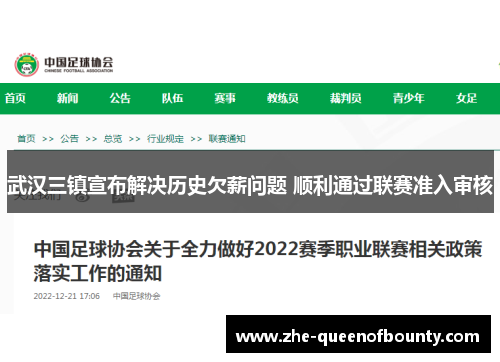 武汉三镇宣布解决历史欠薪问题 顺利通过联赛准入审核
